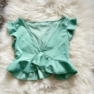 Mint Green Ruffle Crop Top